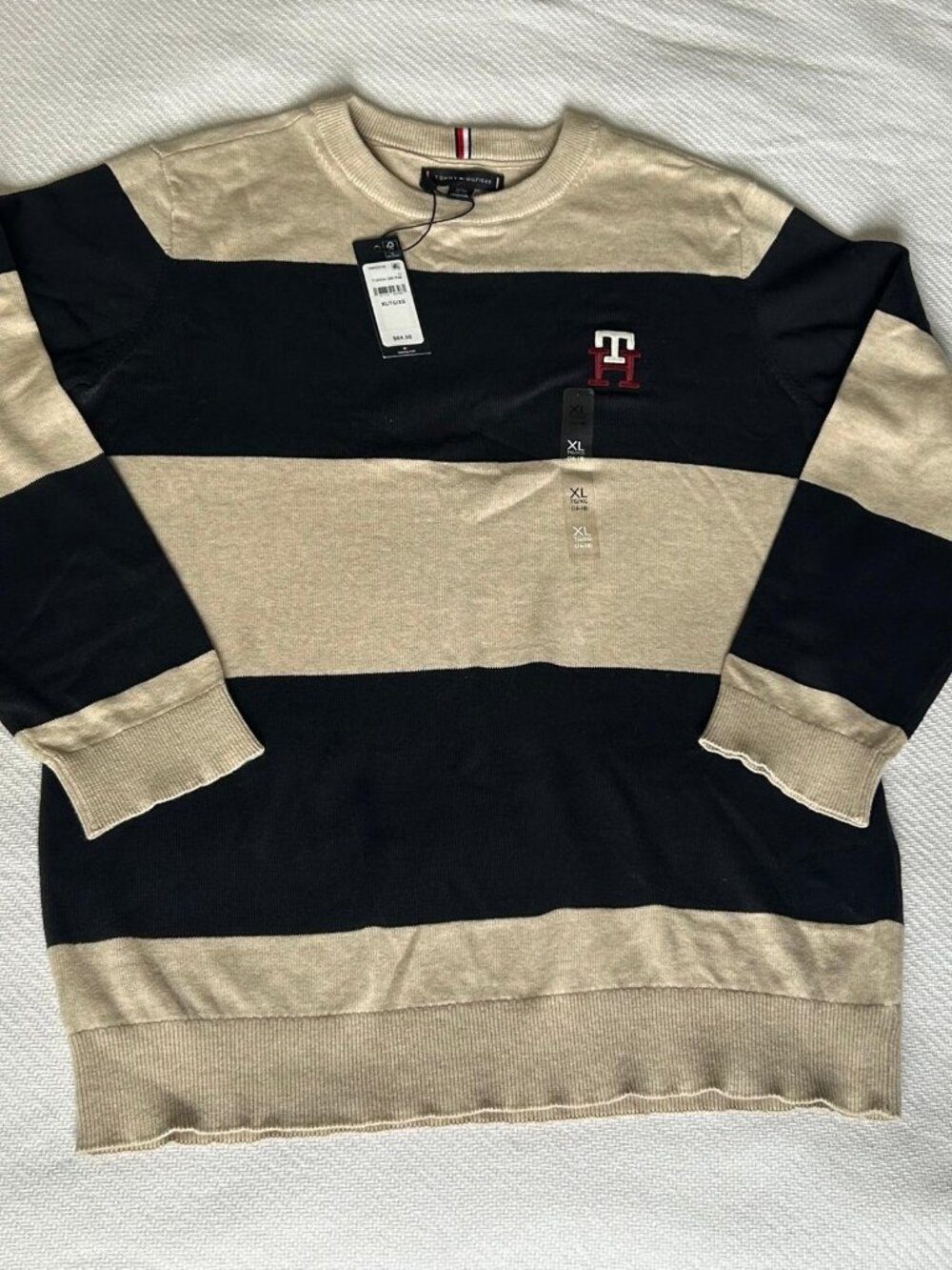 Tommy Hilfiger Rugby Stripe Crewneck Sweater Youth XL New With Tags